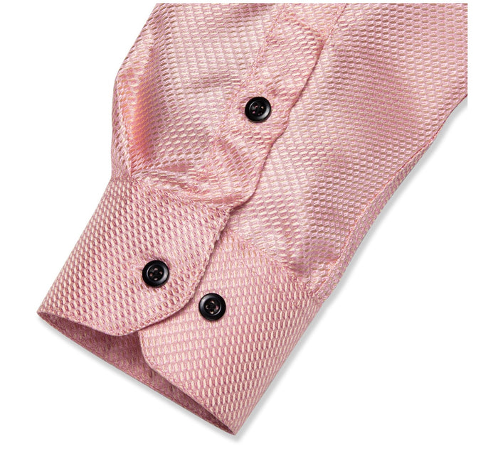 SIMON VON PINK SOLID SILK MEN'S SHIRT-CY2013 - SimonVon Shop