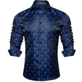 SIMON.VON BLACK BLUE FLORAL SILK MEN'S SHIRT- CY-2016 - SimonVon Shop