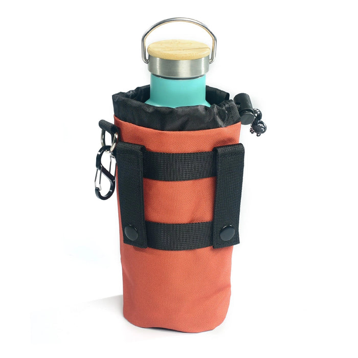 Forager Provisions LTD Sipsey Wilder campfire orange water bottle holder with black webbing and carabiner