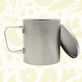 Forager Provisions LTD Skreppa 450ml single wall titanium camping mug with lid and folding handle