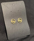 Small Mountain Range Round Gold Earrings
