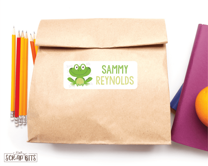 Smiling Frog Name Labels, Belonging Labels - Scrap Bits