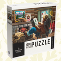 Forager Provisions LTD 1000 piece jigsaw puzzle featuring a vintage Smokey Bear illustration reading to cubs by a fire