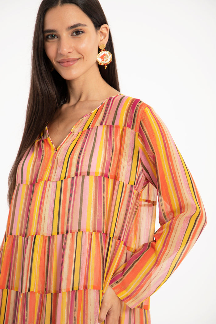 Sobhiye Cotton Silk Panels Dress
