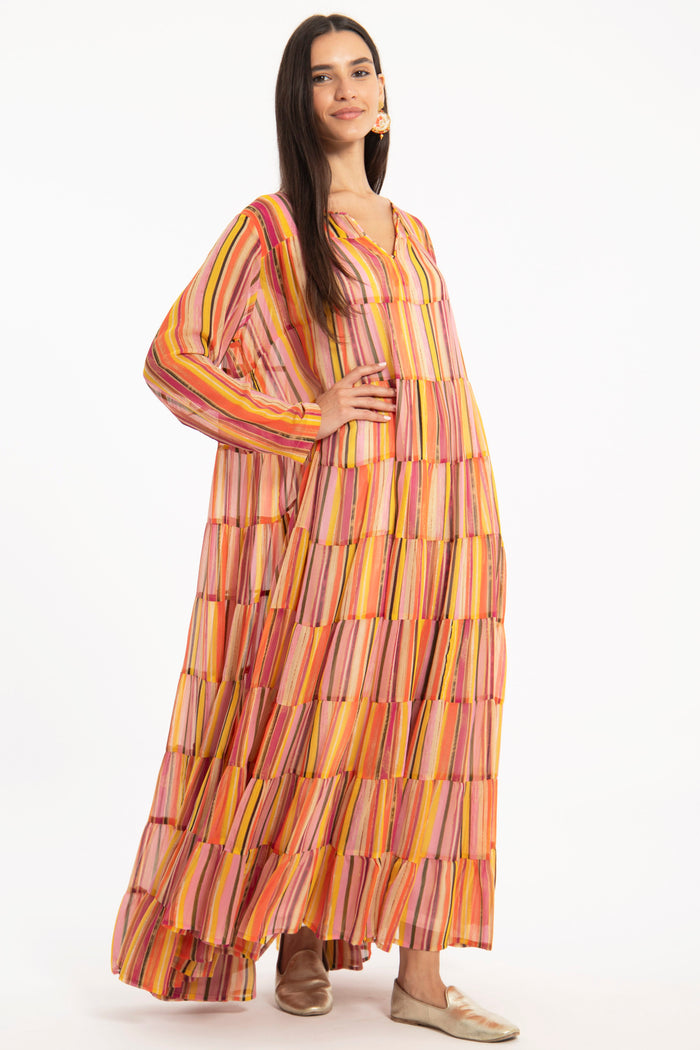 Sobhiye Cotton Silk Panels Dress