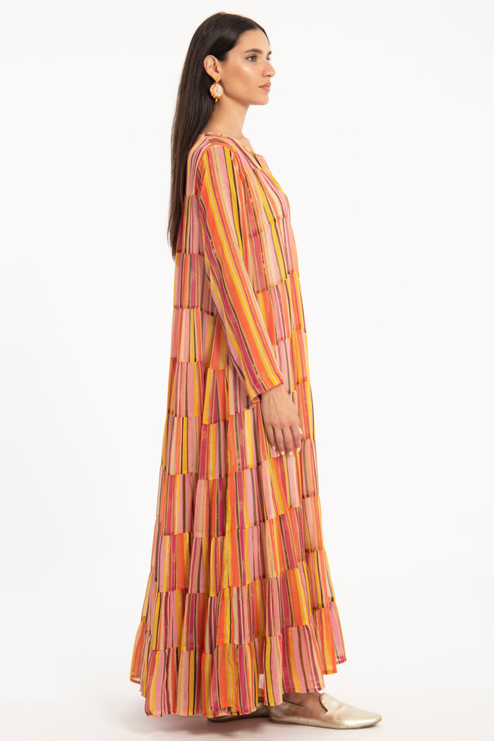 Sobhiye Cotton Silk Panels Dress