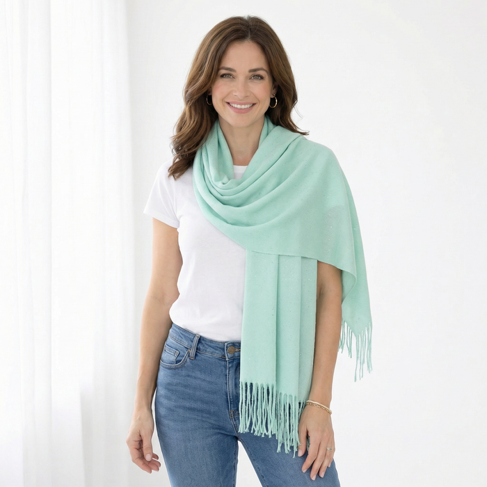 Sparkly Petra Pashmina Scarf (70x180cm) - Aqua