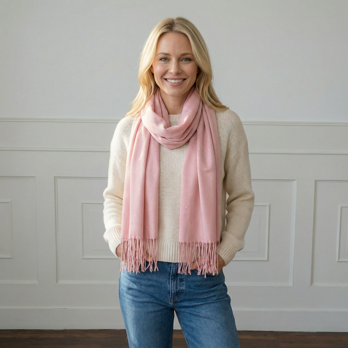 Sparkly Petra Pashmina Scarf (70x180cm) - Light Pink