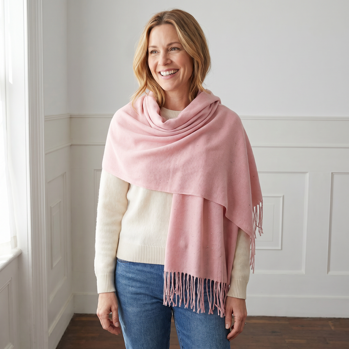 Sparkly Petra Pashmina Scarf (70x180cm) - Light Pink
