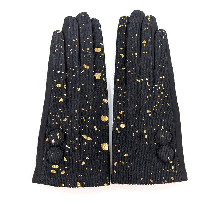 Splatters of Sparkle Gloves - Black