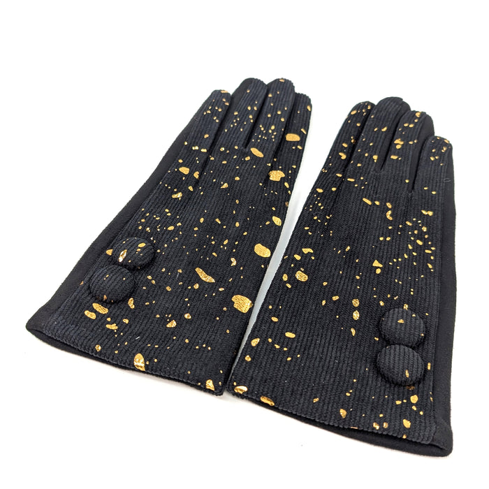 Splatters of Sparkle Gloves - Black