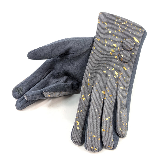 Splatters of Sparkle Gloves - Grey