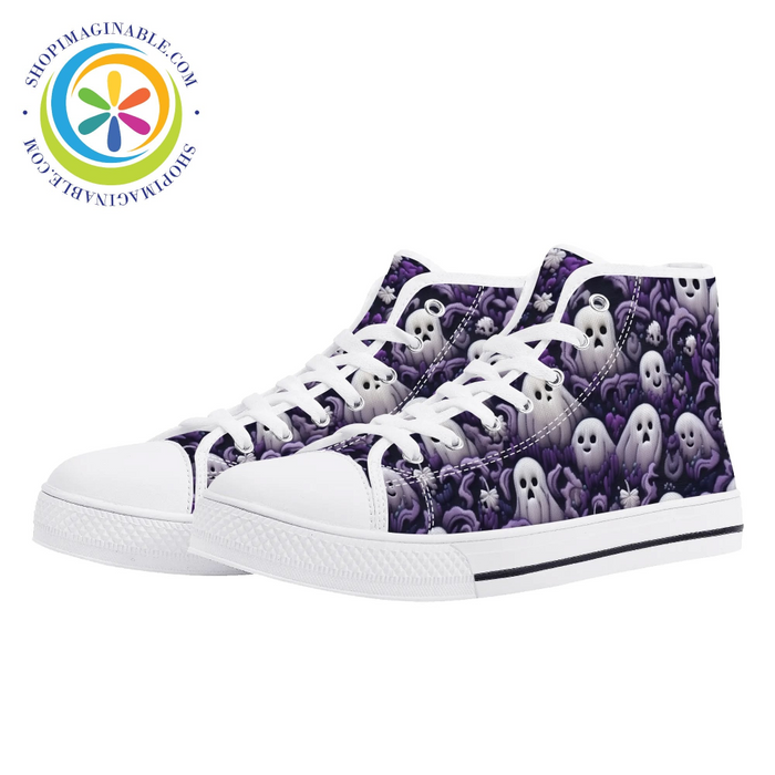 Spook-Tacular Ghosts Ladies High Top Canvas Shoes