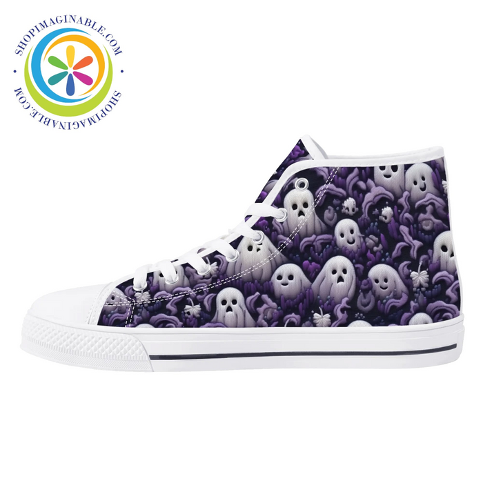 Spook-Tacular Ghosts Ladies High Top Canvas Shoes