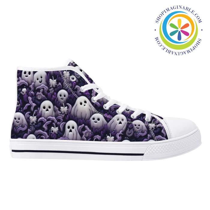 Spook-Tacular Ghosts Ladies High Top Canvas Shoes