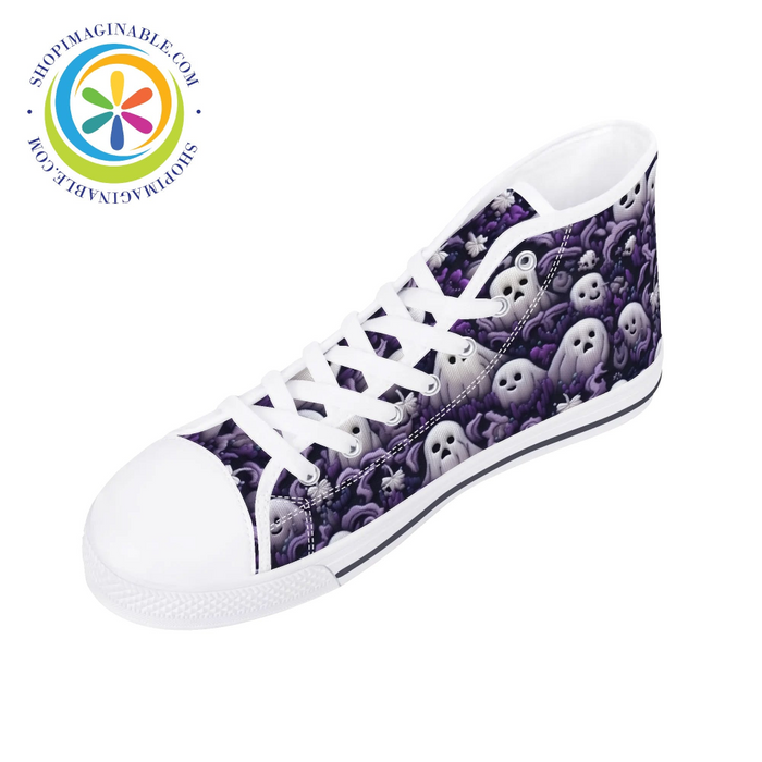 Spook-Tacular Ghosts Ladies High Top Canvas Shoes