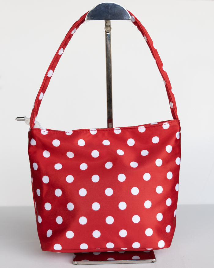 spotted hand bag