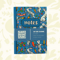 Forager Provisions LTD Stacey McEvoy Caunt A5 dot grid notebook featuring a blue medieval duelling bunnies pattern.