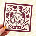 Forager Provisions LTD Medieval King birthday card with a maroon and cream illustration of a king on recycled cardstock