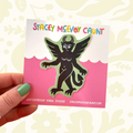Forager Provisions LTD Stacey McEvoy Caunt green devil vinyl sticker with medieval manuscript style design