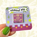 Forager Provisions LTD Stacey McEvoy Caunt Scottish thistle enamel pin with gold-tone detailing on a purple backing card