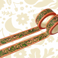 Forager Provisions LTD Stacey McEvoy Caunt washi tape featuring orange oak leaf and acorn woodland illustrations.