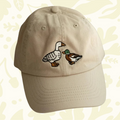 Forager Provisions LTD Stay Home Club beige cotton dad cap featuring embroidered duck and goose design.