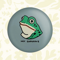 Forager Provisions LTD Stay Home Club round magnet featuring a green illustrated frog with the text Hey Gorgeous