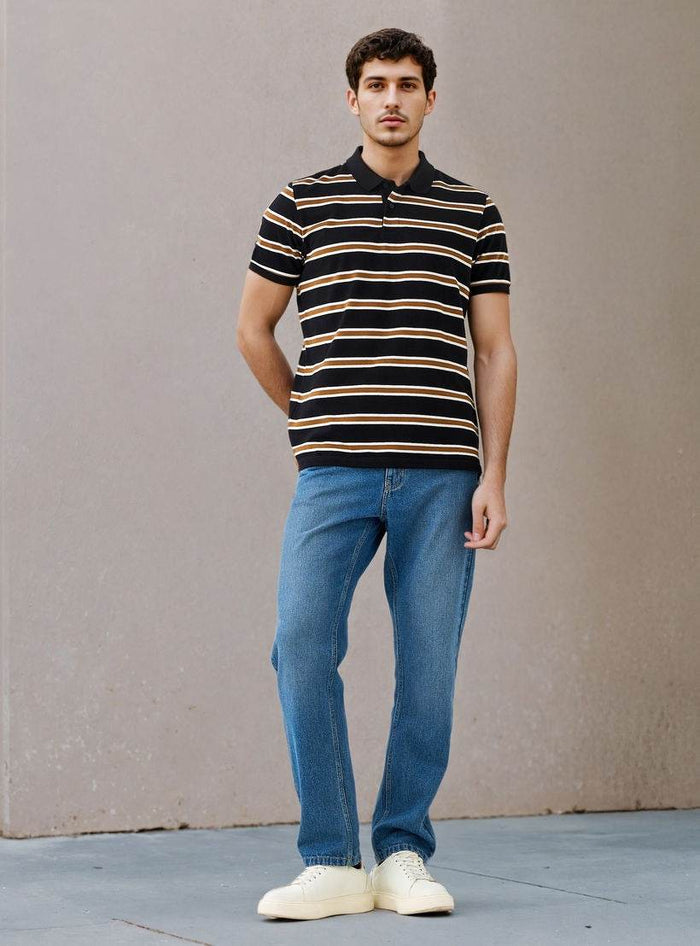 Striped Pique Polo T-shirt - Dubai Offers Today