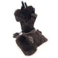 Suede Effect Fingerless Gloves - Dark Brown Animal Print