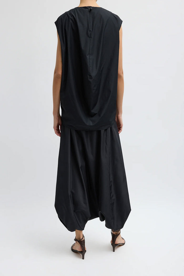 Summer Nylon Flat Front Jalousie Skirt - Black