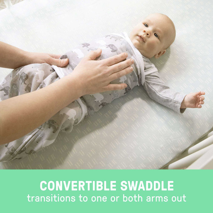 SwaddleMe by Ingenuity Arms Free Convertible Swaddle size large in Rainbow Showers pattern for 3-6 months baby