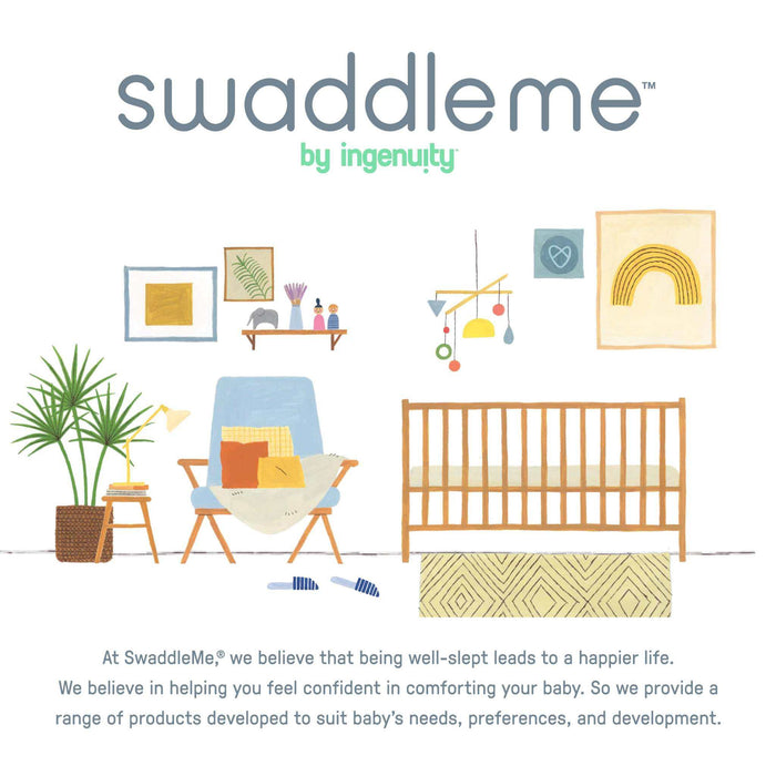 SwaddleMe by Ingenuity Arms Free Convertible Swaddle size L for 3-6 months baby with rainbow showers pattern