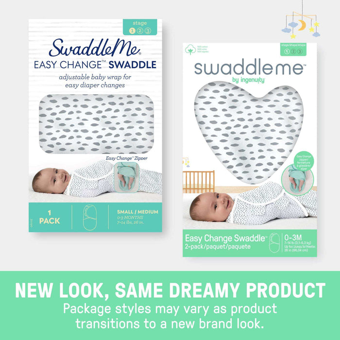SwaddleMe by Ingenuity Easy Change Swaddle in size SM for 0-3 months with adjustable wings and bottom zipper for diaper changes