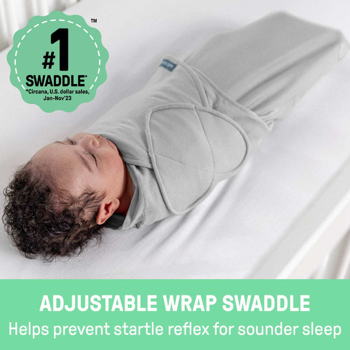 SwaddleMe by Ingenuity Monogram Collection Baby Swaddle, 100% Cotton, 0-3 Months, 1.0 TOG, 1-Pack - Scribble Elephant