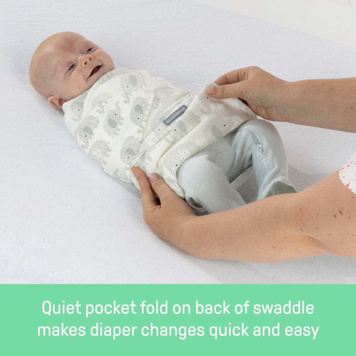 SwaddleMe by Ingenuity Monogram Collection Baby Swaddle, 100% Cotton, 0-3 Months, 1.0 TOG, 1-Pack - Scribble Elephant