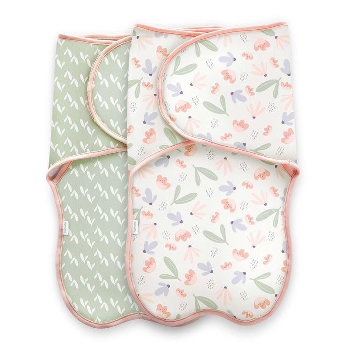 SwaddleMe by Ingenuity adjustable easy-wrap baby swaddle set in posy floral pattern for newborns