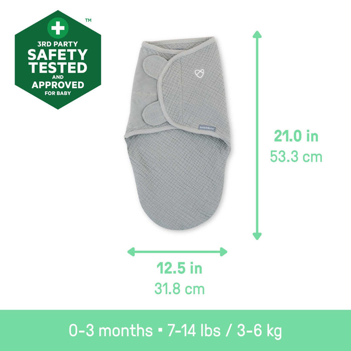 SwaddleMe by Ingenuity Original Muslin Baby Swaddle, 0-3 Months, 7-14 Pounds - Cream