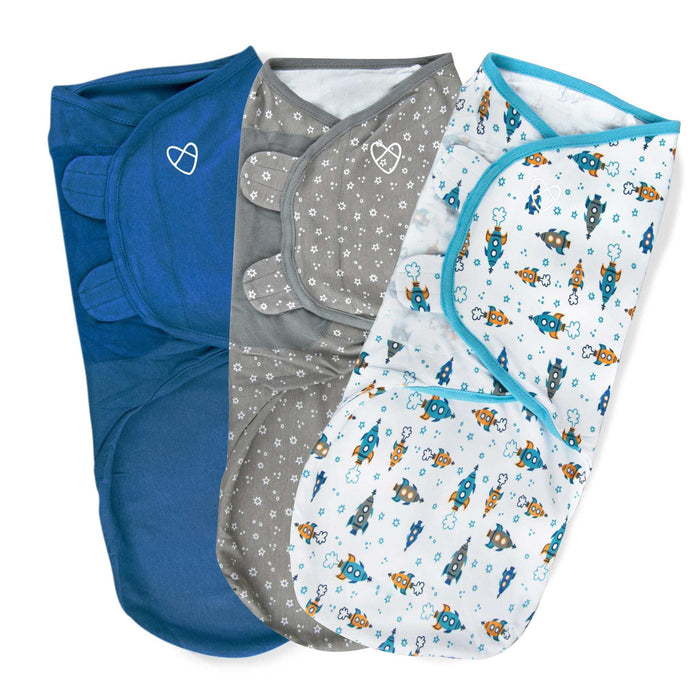 SwaddleMe by Ingenuity Original Swaddle for Baby, 100% Cotton, 3-6 Months, 1.0 TOG, 3-Pack - Superstar