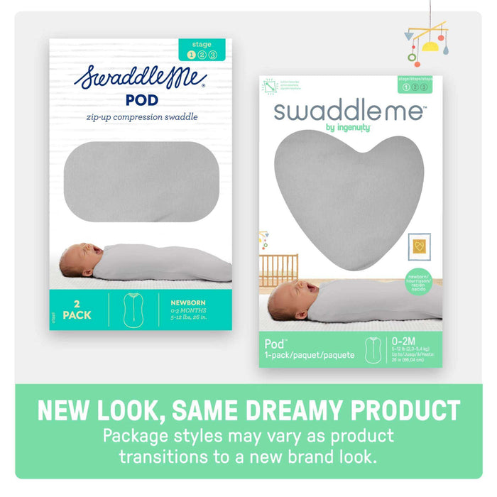 SwaddleMe by Ingenuity newborn swaddle pod with two-way zipper in sweet blossoms pattern for 0-2 months babies