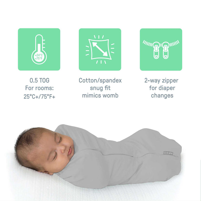 SwaddleMe by Ingenuity newborn swaddle pod with two-way zipper for 0-2 months babies