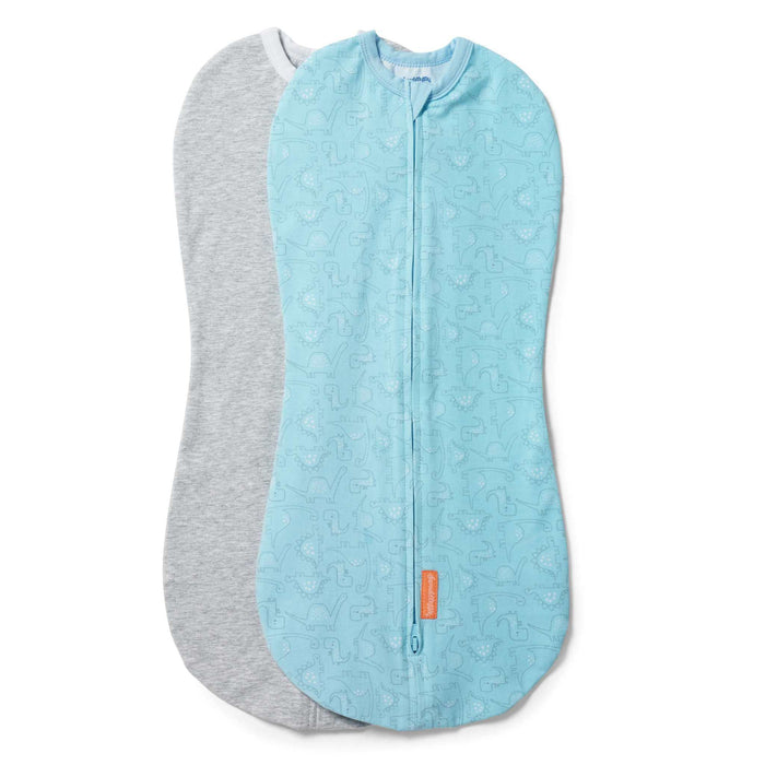 SwaddleMe by Ingenuity newborn zip-up swaddle pod with dinosaur print for 0-3 months babies