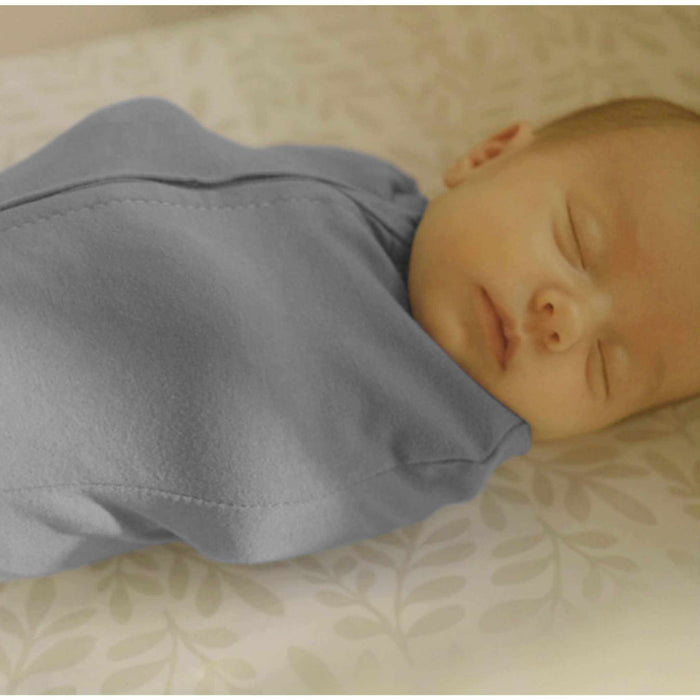 SwaddleMe by Ingenuity newborn zip-up swaddle pod with two-way zipper and soft cotton blend fabric in Little Bees pattern