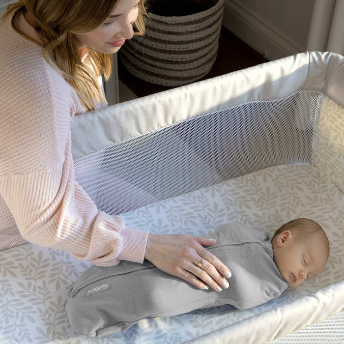 SwaddleMe by Ingenuity Swaddle Pod size SM for newborns with two-way zipper and soft cotton blend