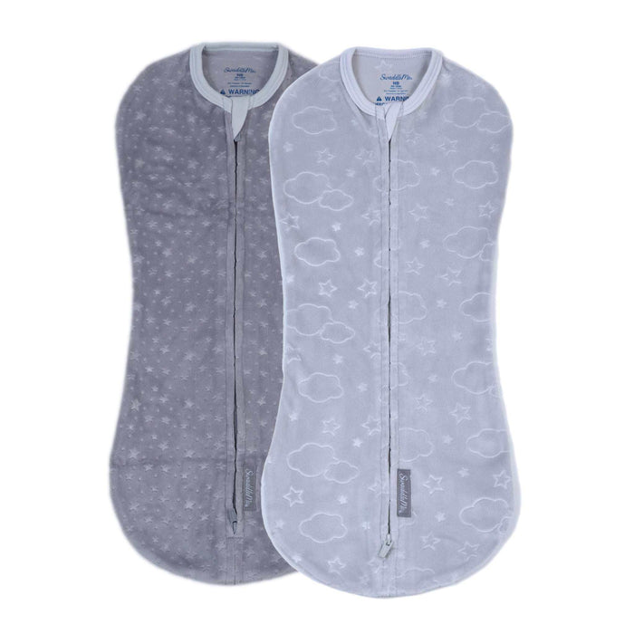 SwaddleMe by Ingenuity baby swaddle pods for newborns 0-2 months with clouds and stars design, zip-up style for easy diaper changes