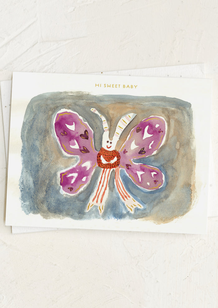 Card with a butterfly illustration and 'Hi Sweet Baby' text on a white background