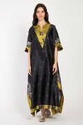 Tamara Silk Black & Yellow Dress