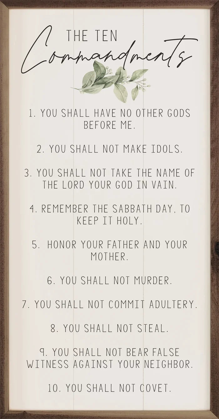 Ten Commandments Greenery Sign