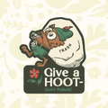 Forager Provisions LTD Woodsy Owl Give a Hoot Don't Pollute vinyl sticker with retro trash bag illustration