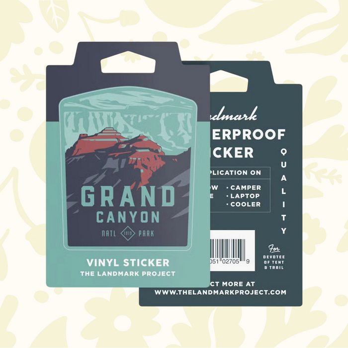 Forager Provisions LTD Grand Canyon North Rim vinyl sticker featuring a scenic landscape illustration on backing card